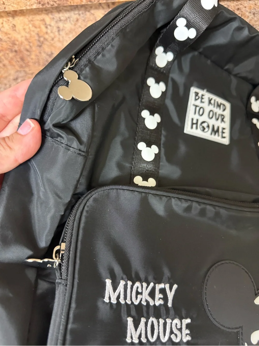 Disney Black Mickey Mouse Backpack with White Earth Patch